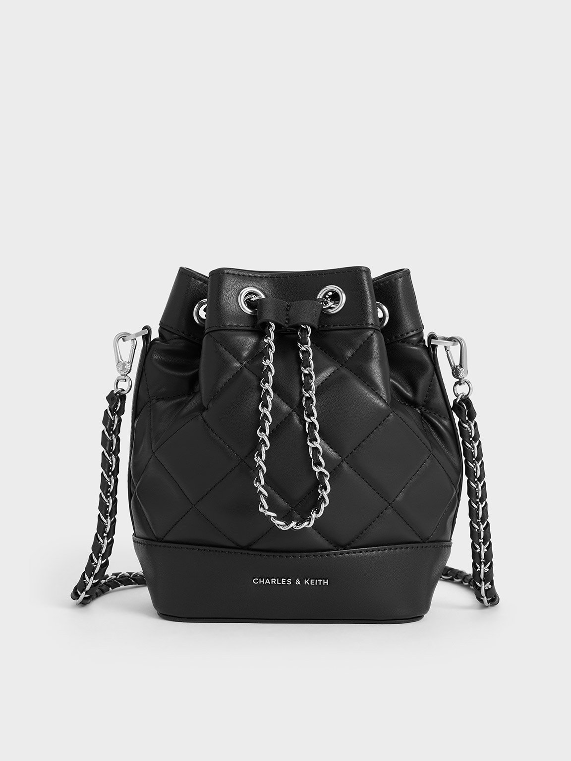 Noir Julia Quilted Two Way Bucket Bag CHARLES KEITH SG