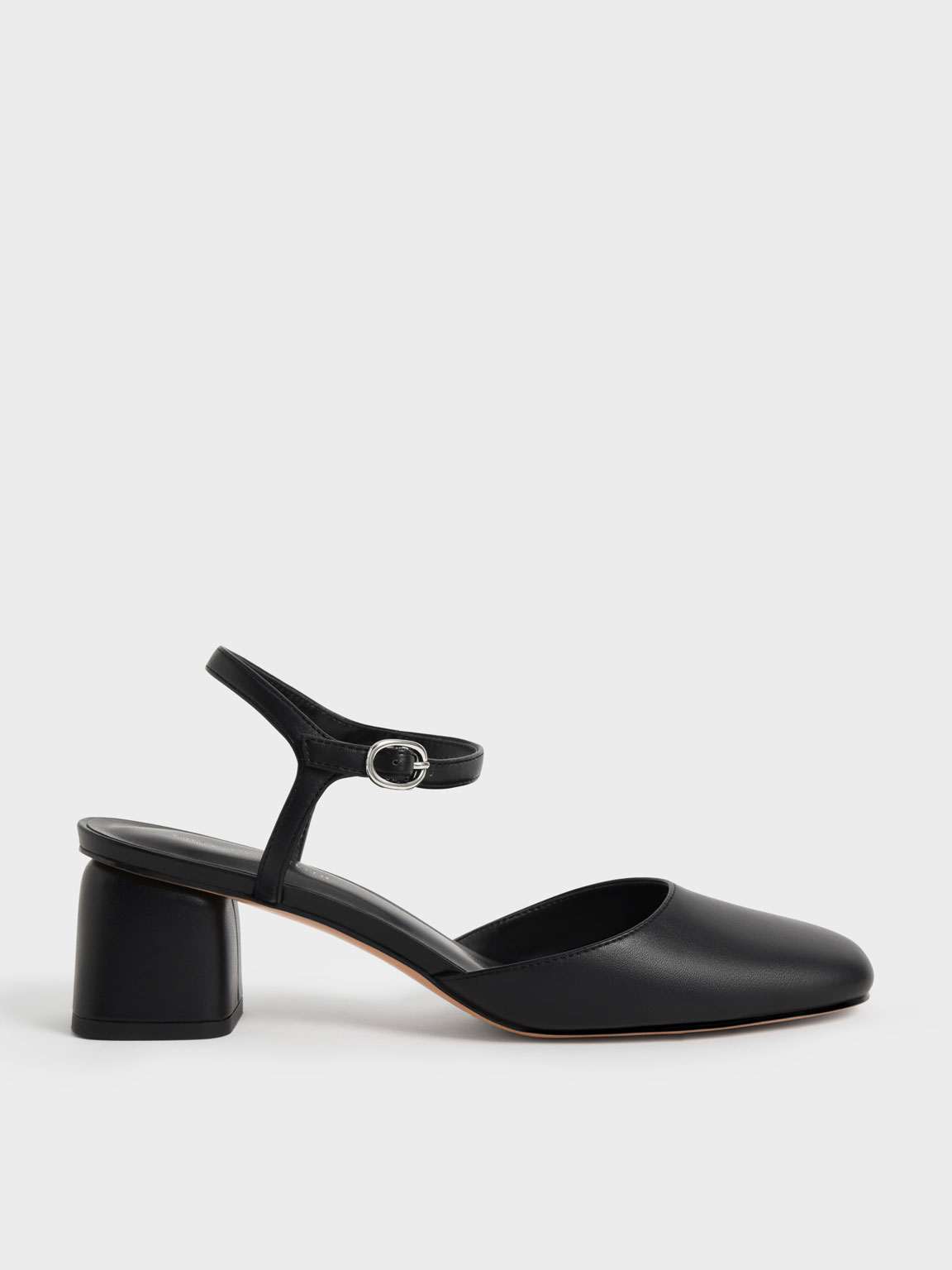 Black Round Toe Ankle-Strap Pumps - CHARLES & KEITH International