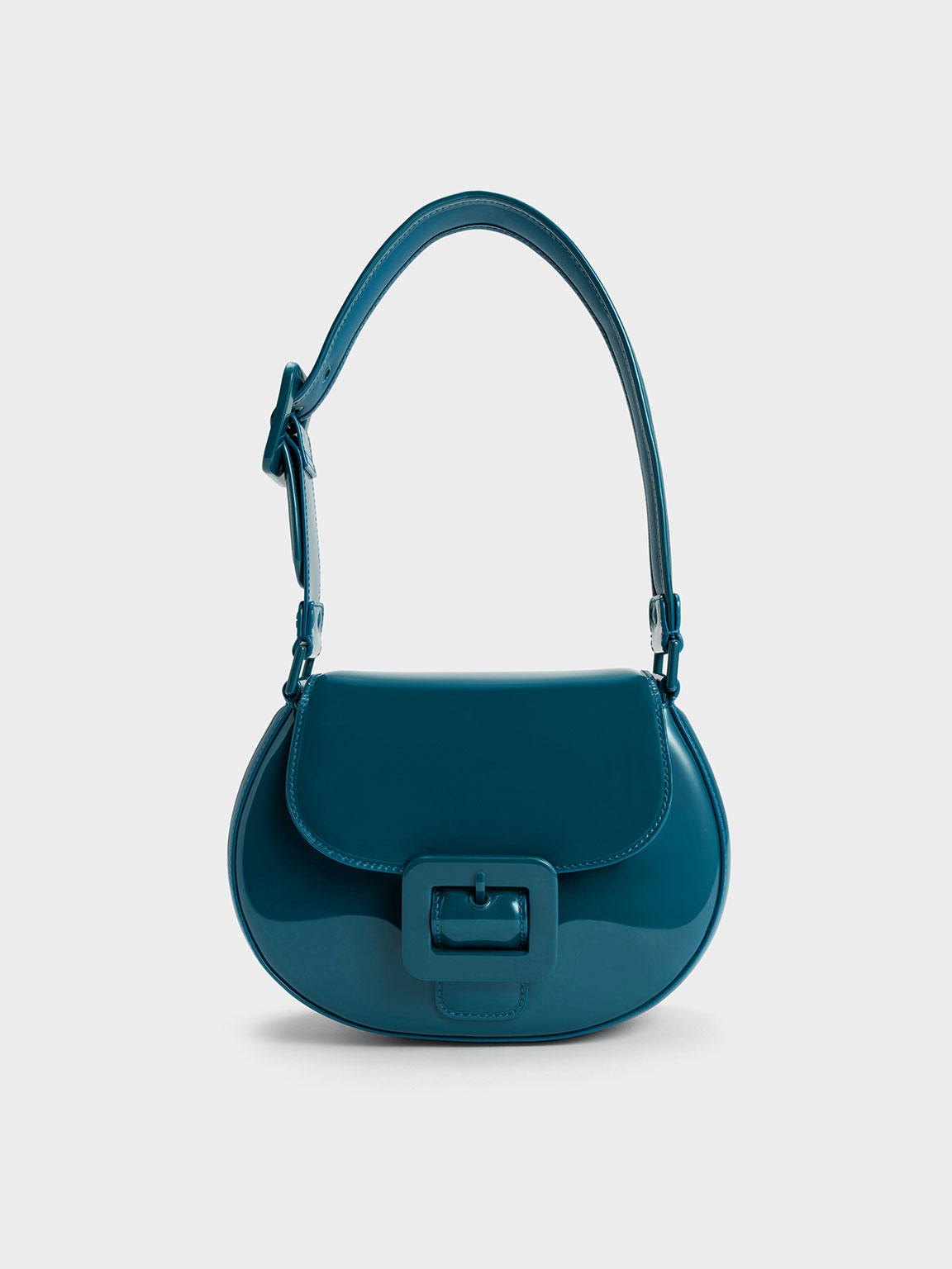 Turquoise Lula Patent Buckled Bag - CHARLES & KEITH SG