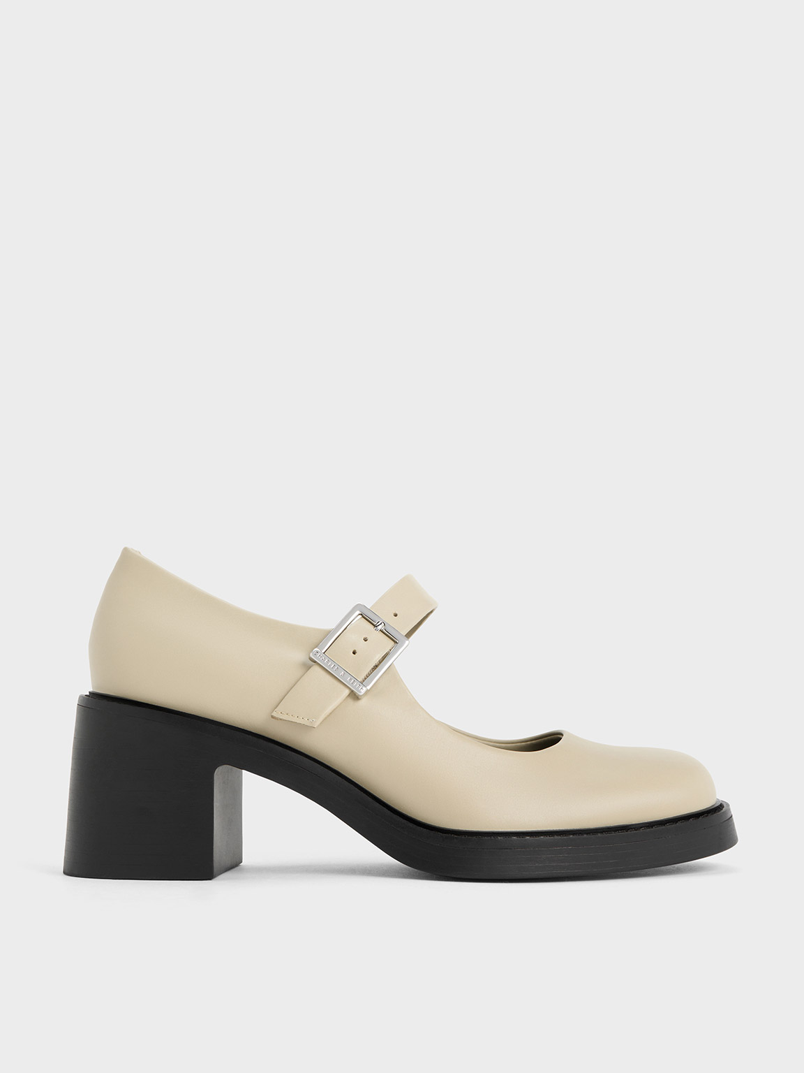 Charles & Keith Hester Mary Jane Block-heel Pumps In Chalk
