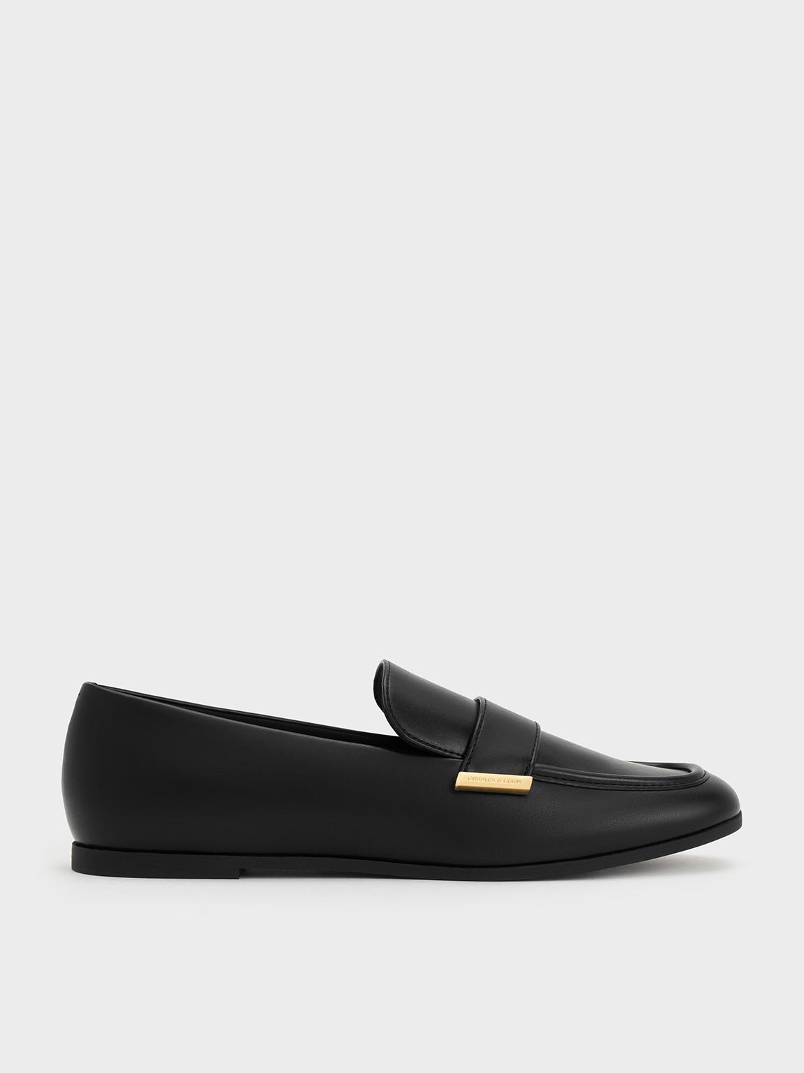 Black Almond-Toe Flat Loafers - CHARLES & KEITH MX