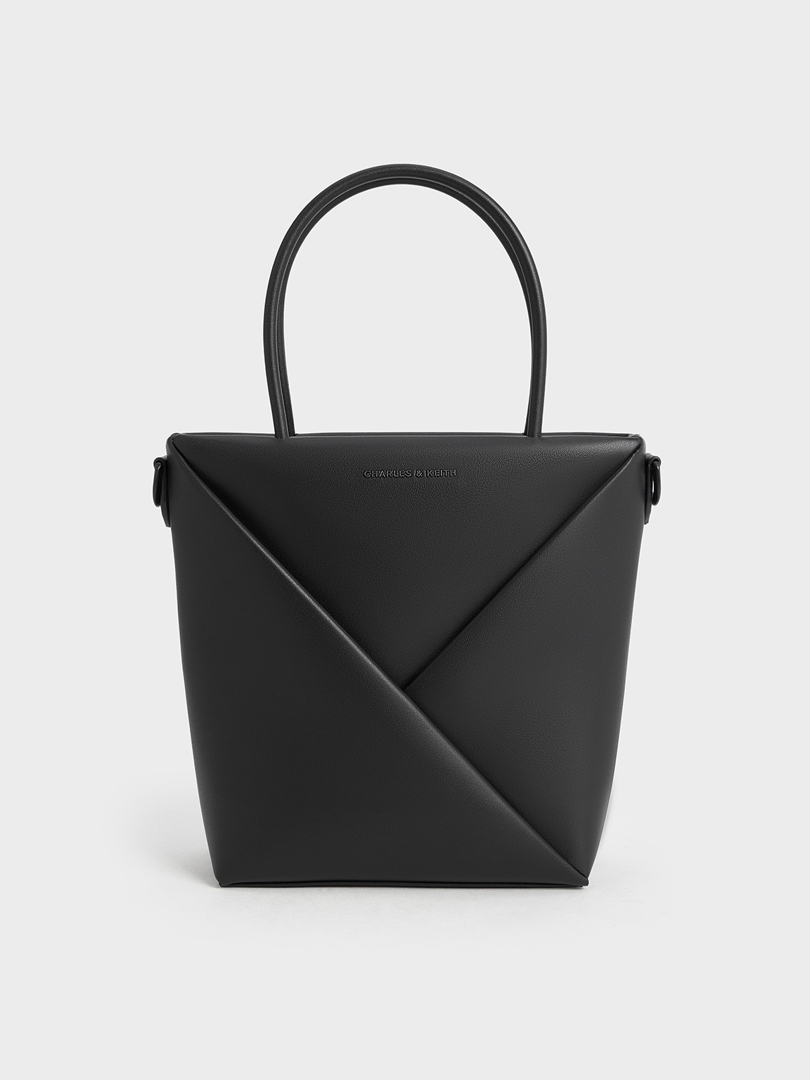 Jet Black Midori Geometric Elongated Tote Bag CHARLES KEITH