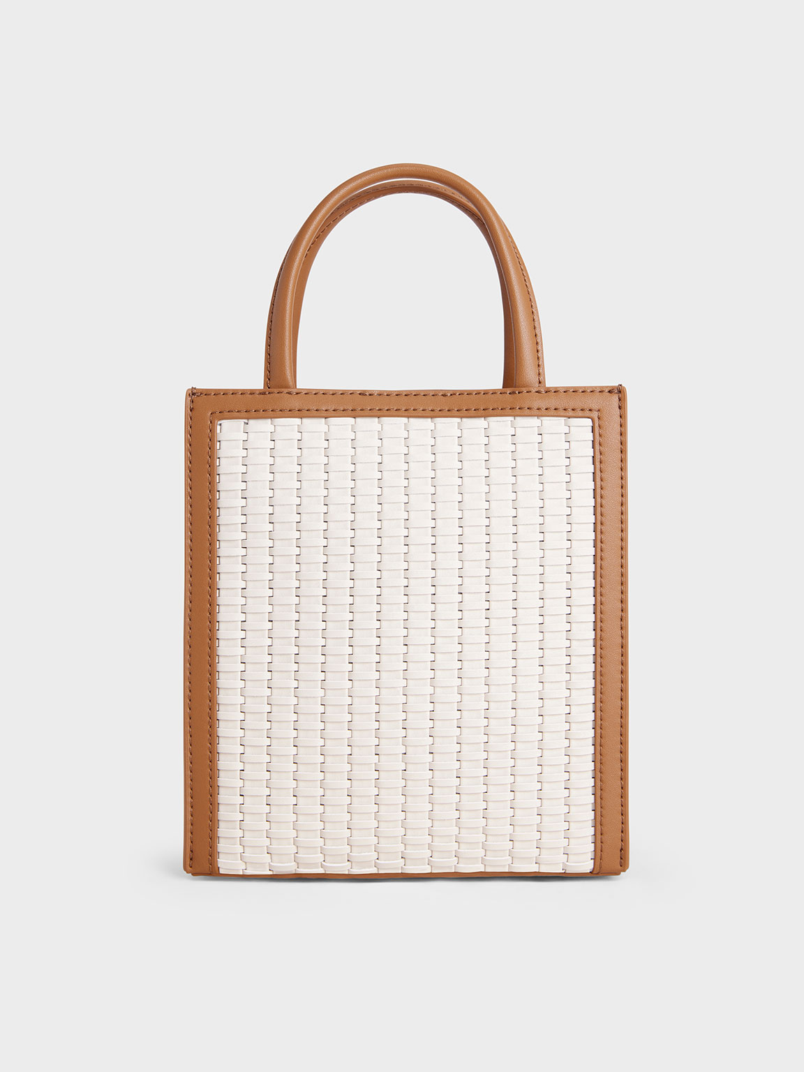 Chocolate Woven Double Handle Tote Bag - CHARLES & KEITH SG