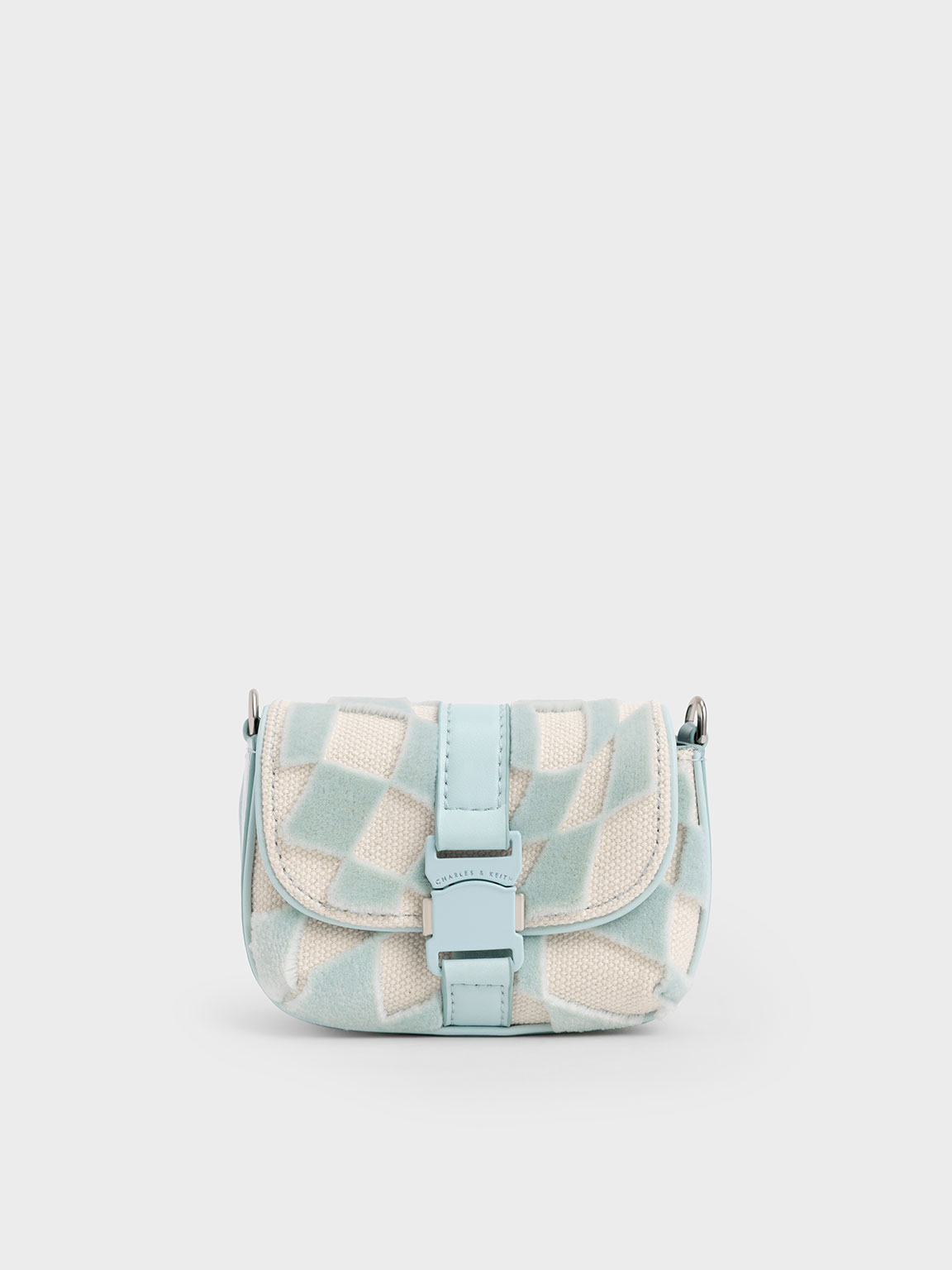 Light Blue Zetta Checkered Bucket Bag - CHARLES & KEITH US