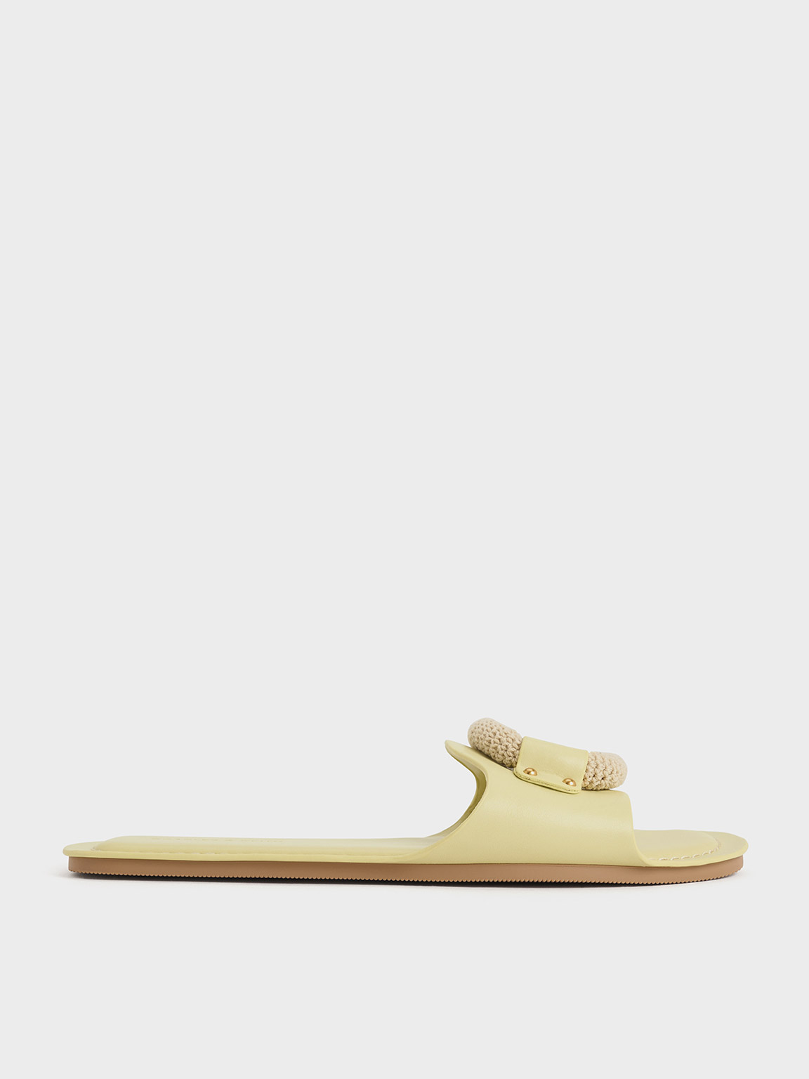 Shop Charles & Keith - Raffia Ring Slide Sandals In Lime