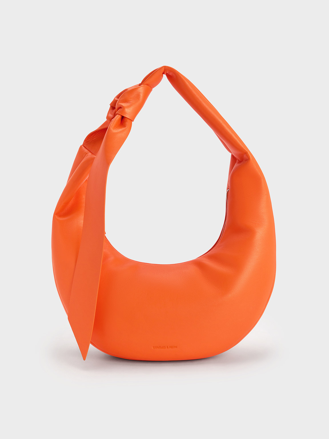 Orange Toni Knotted Curved Hobo Bag - CHARLES & KEITH US