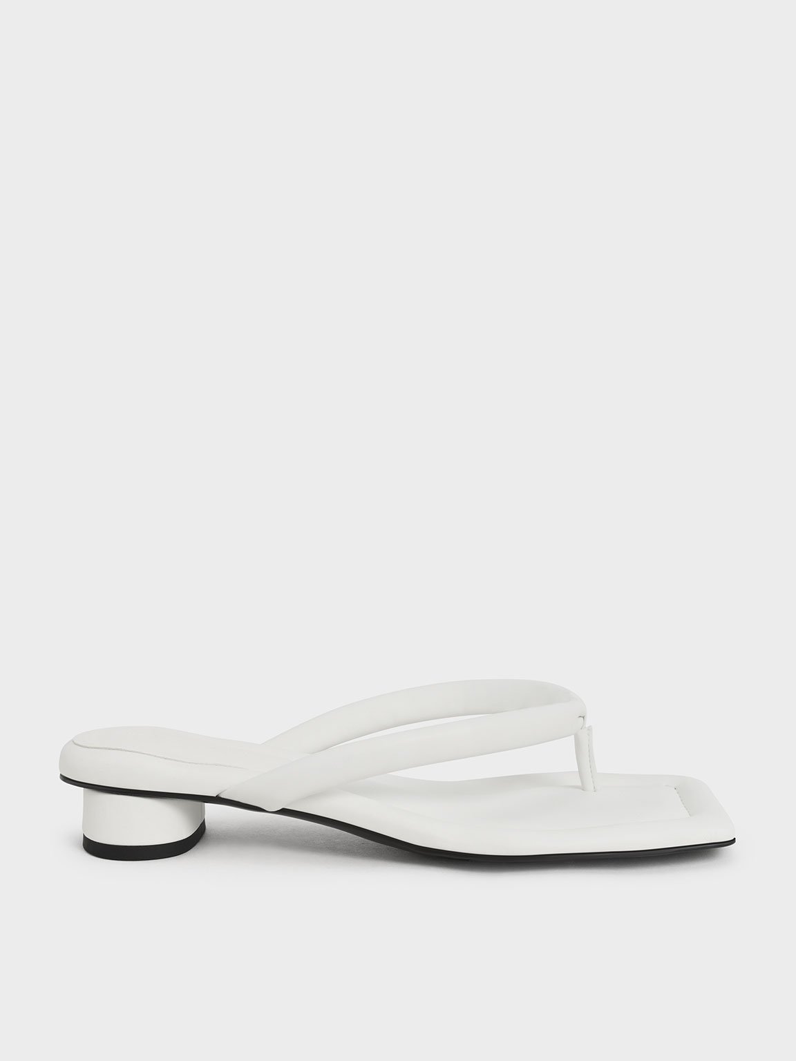 White Asymmetric-Toe Puffy Thong Sandals - CHARLES & KEITH KR