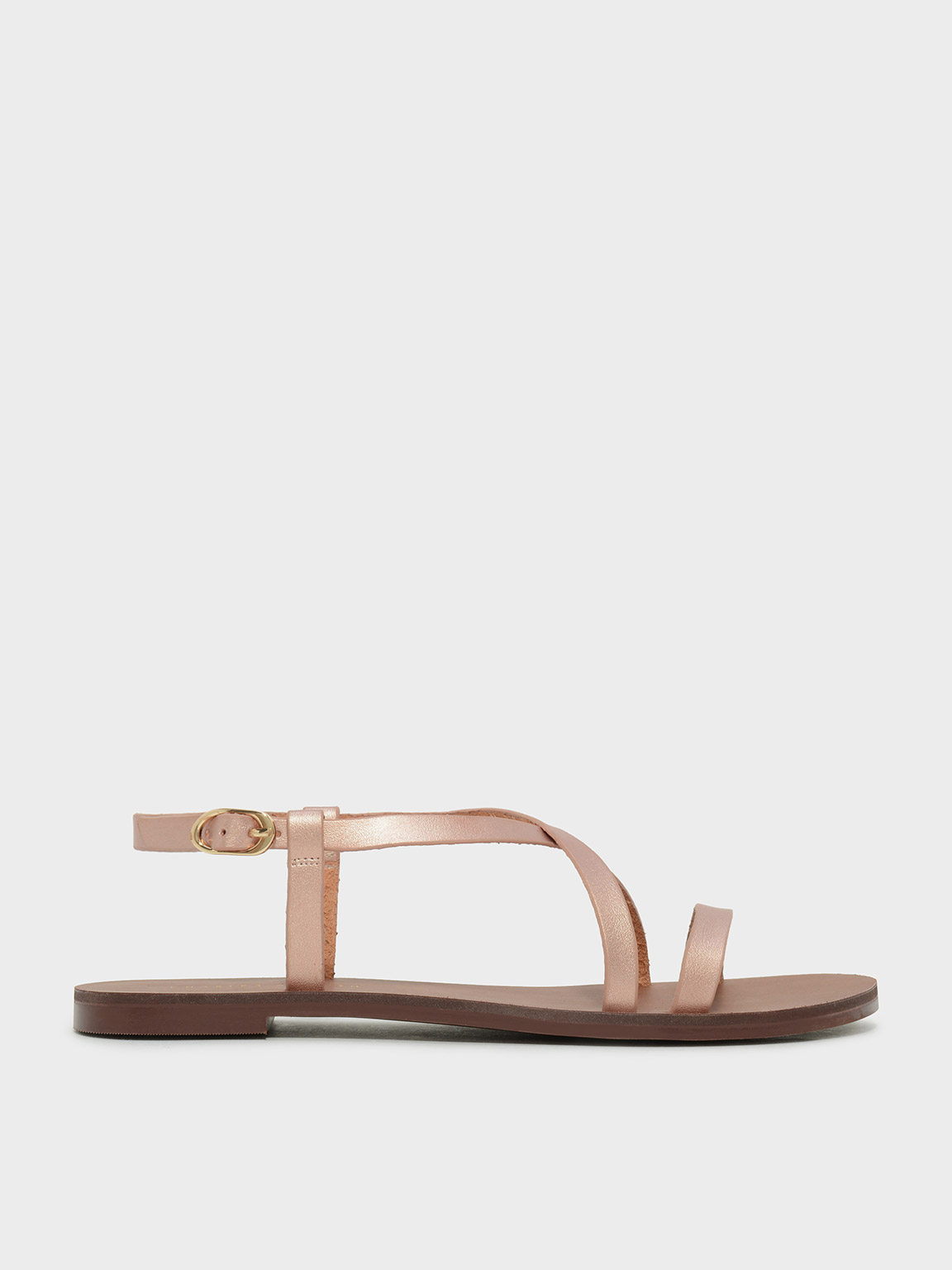 Rose Gold Criss Cross Sandals - CHARLES & KEITH SG