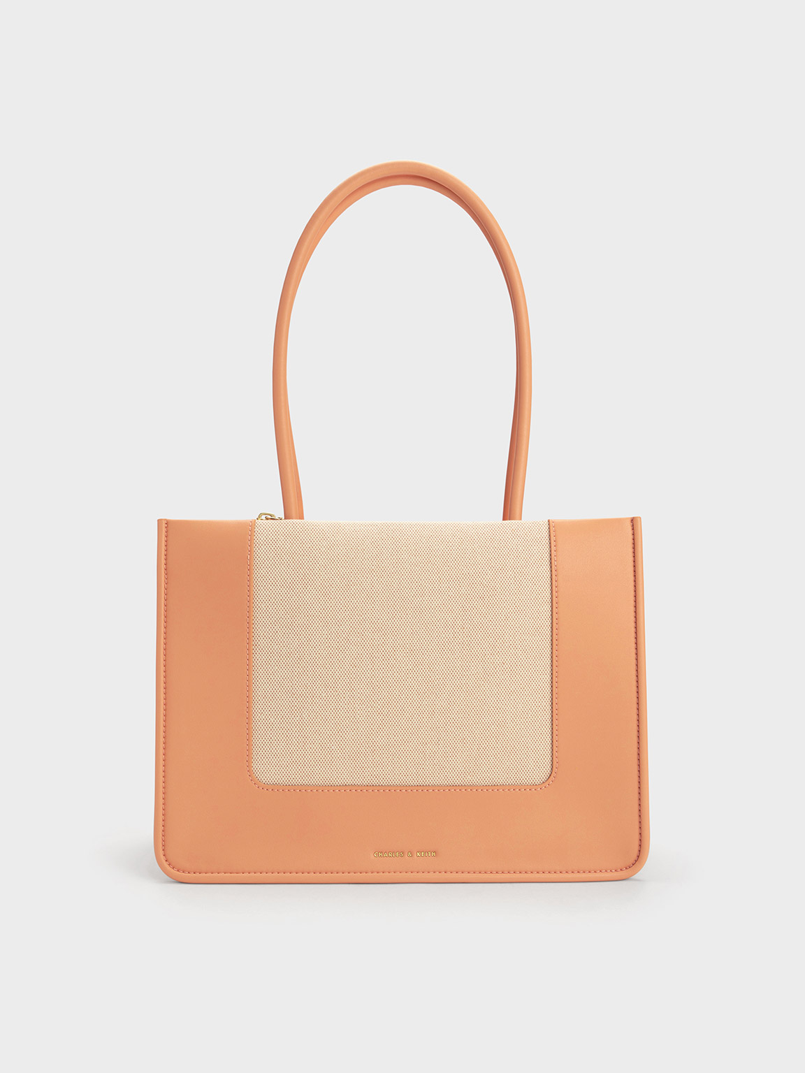 Orange leather shop tote bag