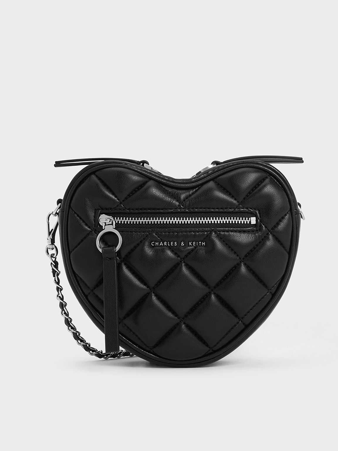 Noir Philomena Quilted Heart Crossbody Bag - CHARLES & KEITH US