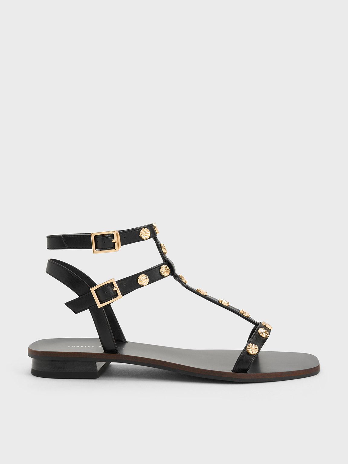 Shannen black gladiator block cheap heel sandals