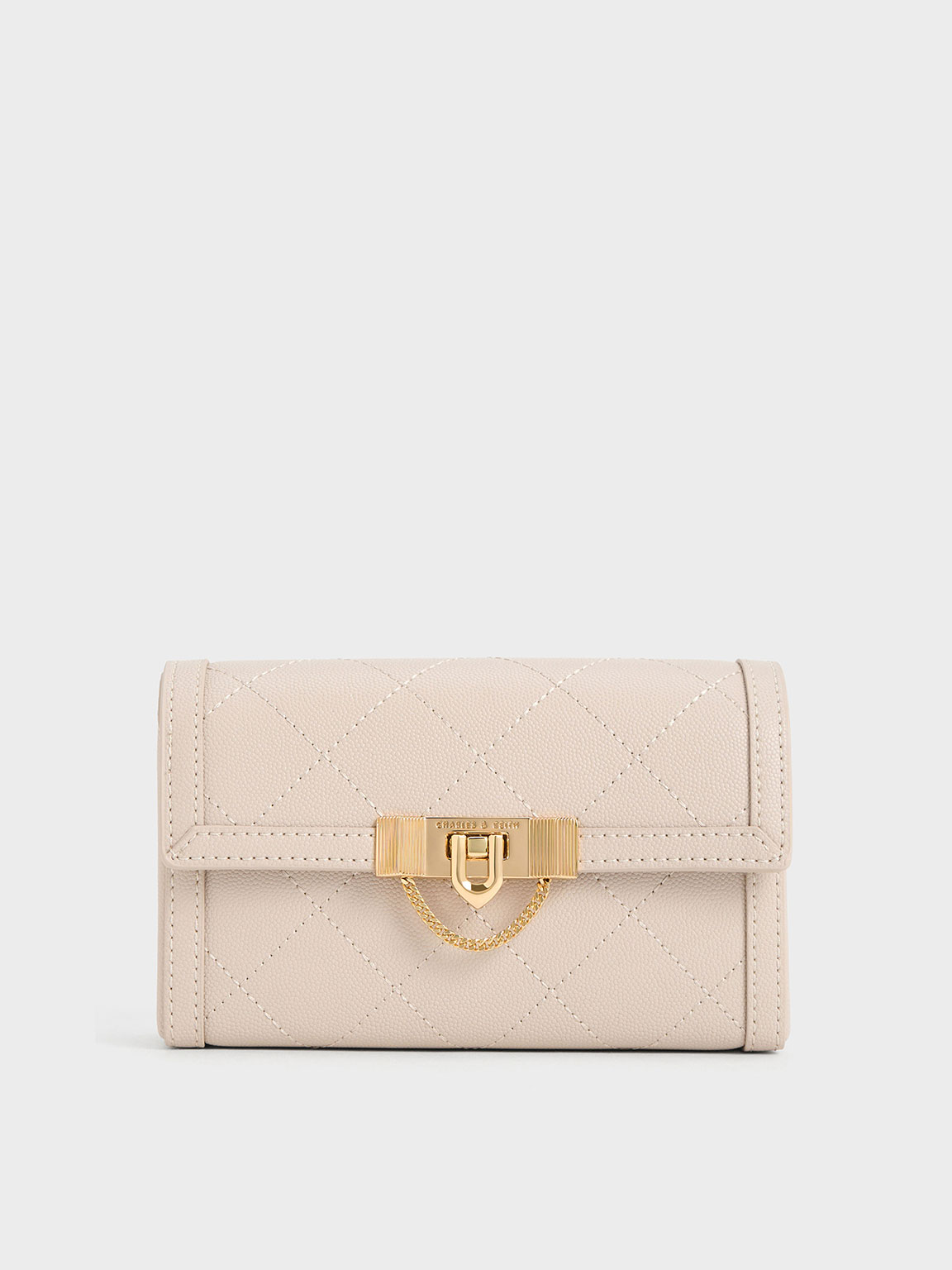 Oat Tallulah Quilted Push-Lock Clutch - CHARLES & KEITH MY