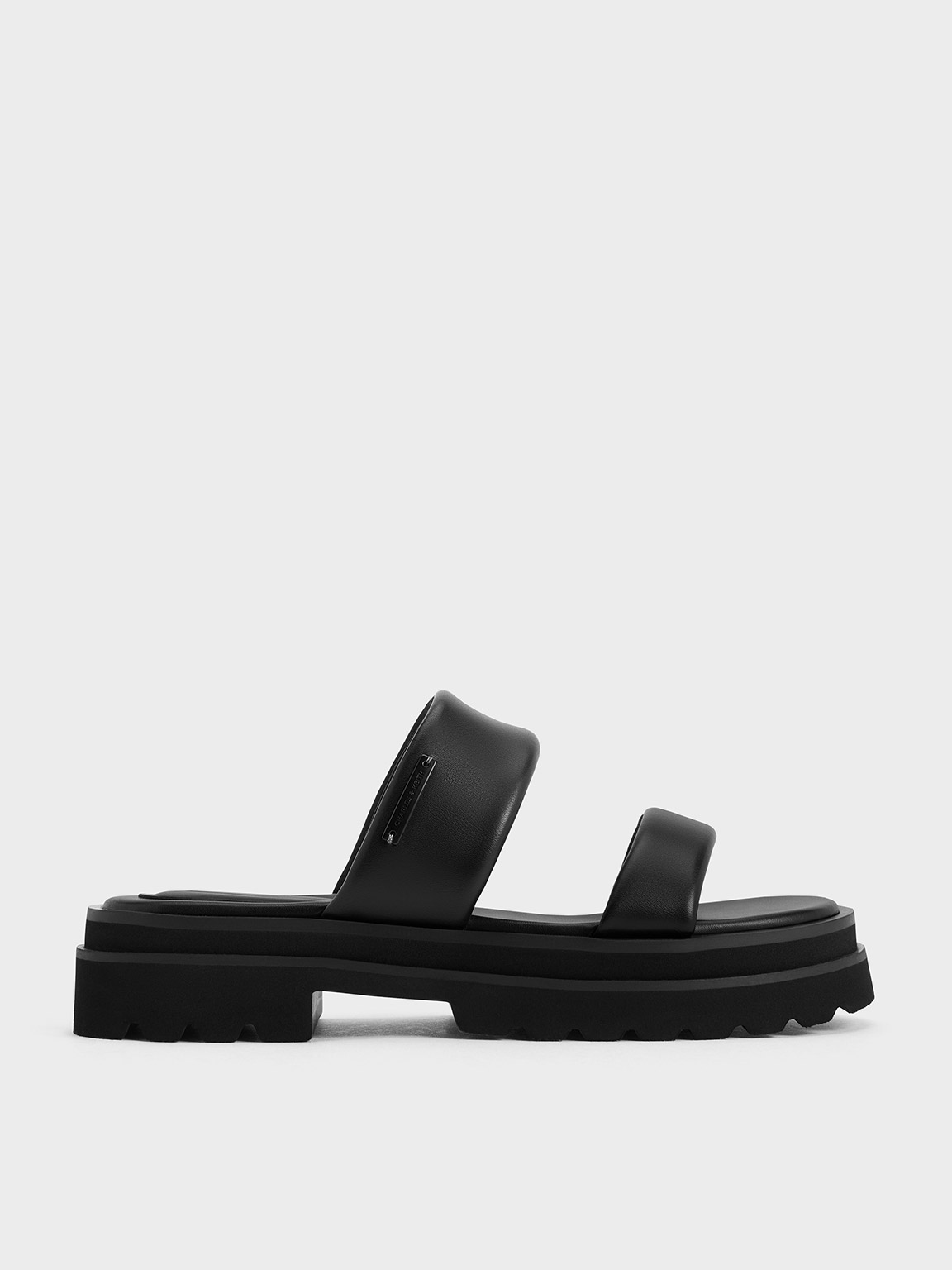 Shop Charles & Keith - Tattie Puffy-strap Sandals In Black