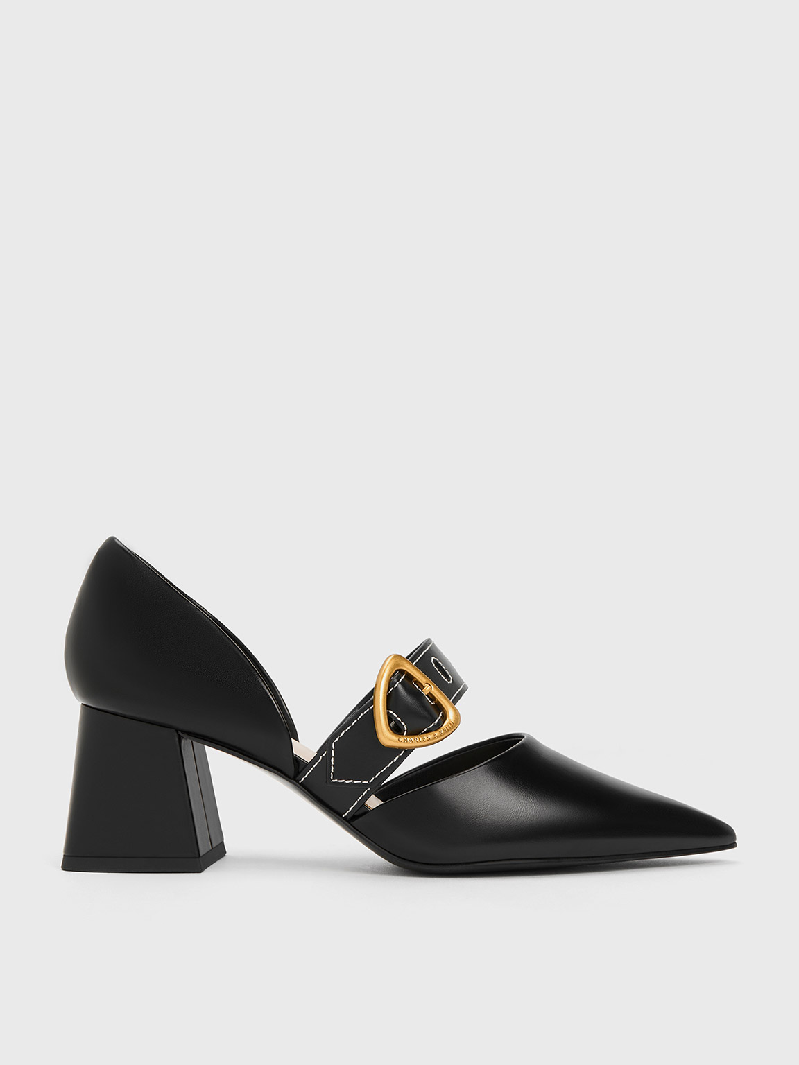 Black Sepphe Metallic Buckle D'Orsay Pumps - CHARLES & KEITH LK