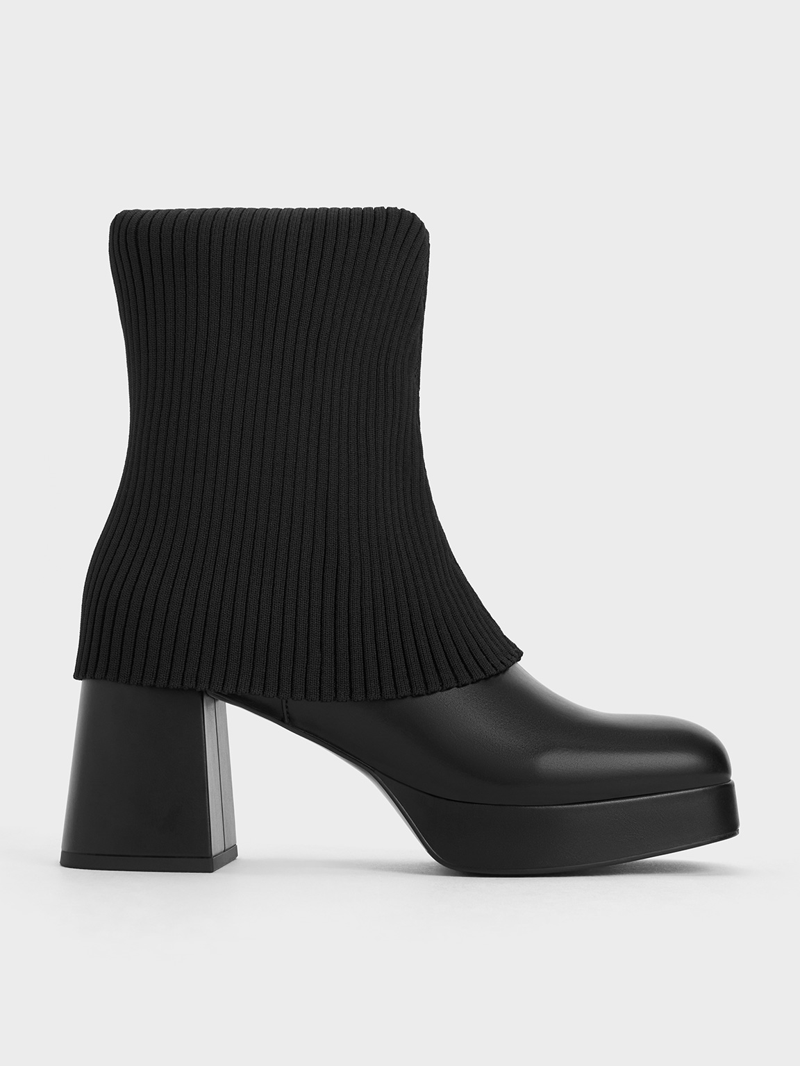 Black Evie Knitted Sock Ankle Boots CHARLES KEITH