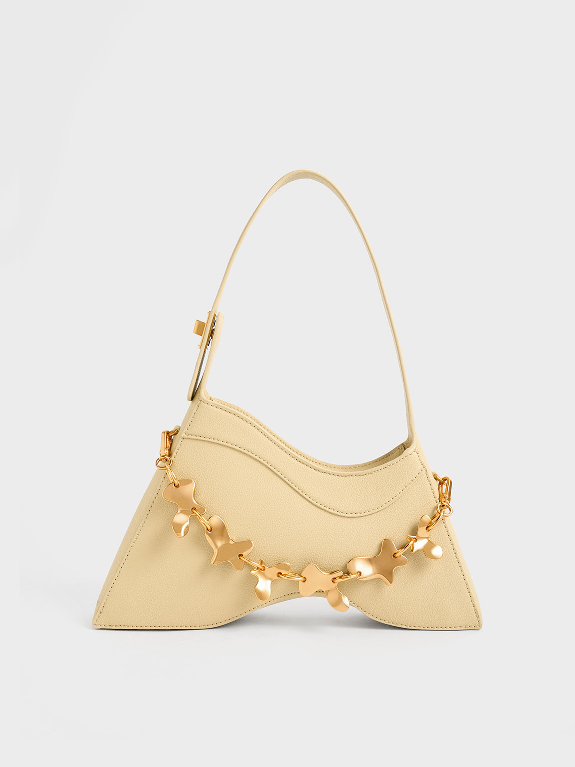 Beige Verity Chain-Link Sculptural Bag | CHARLES & KEITH