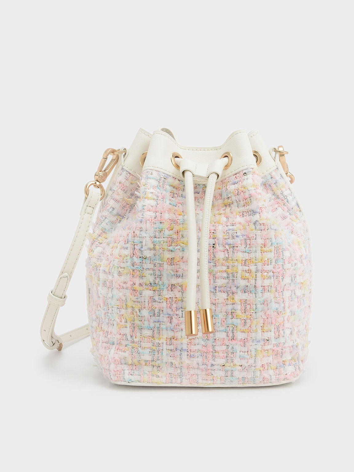 Chanel Drawstring Bucket Bag, Pink Tweed, New in Box WA001