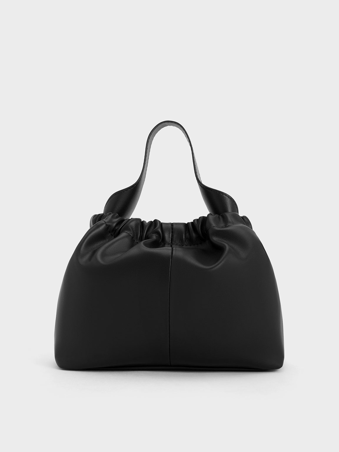 Charles & Keith Ally Ruched Slouchy Chain-handle Bag In Black