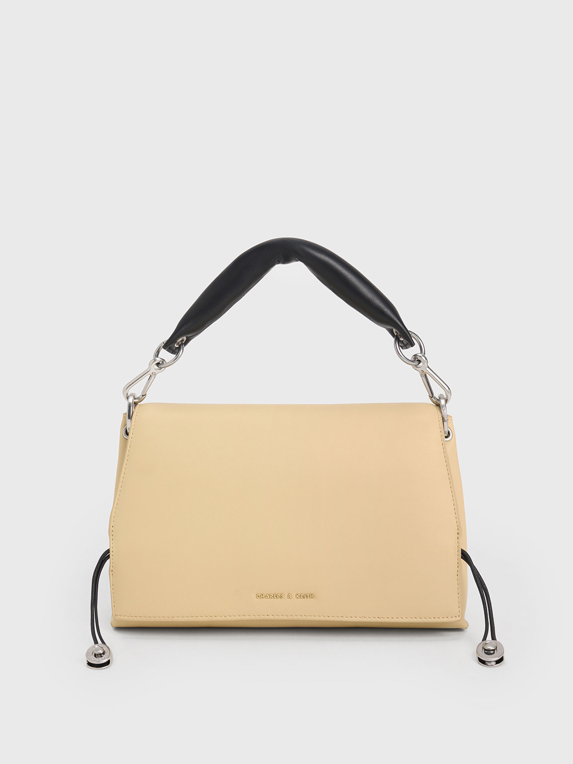 Beige Nina Leather Padded Handle Bag | CHARLES & KEITH