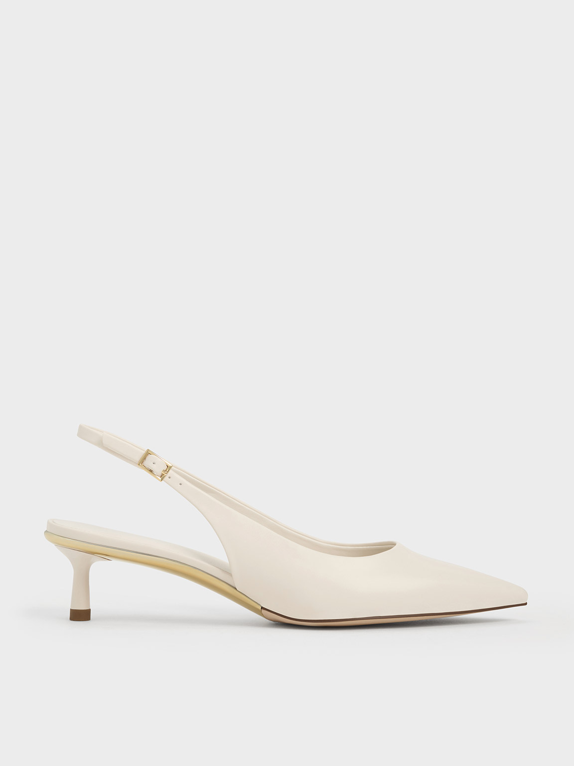 Chalk Pointed-Toe Slingback Pumps - CHARLES & KEITH NZ