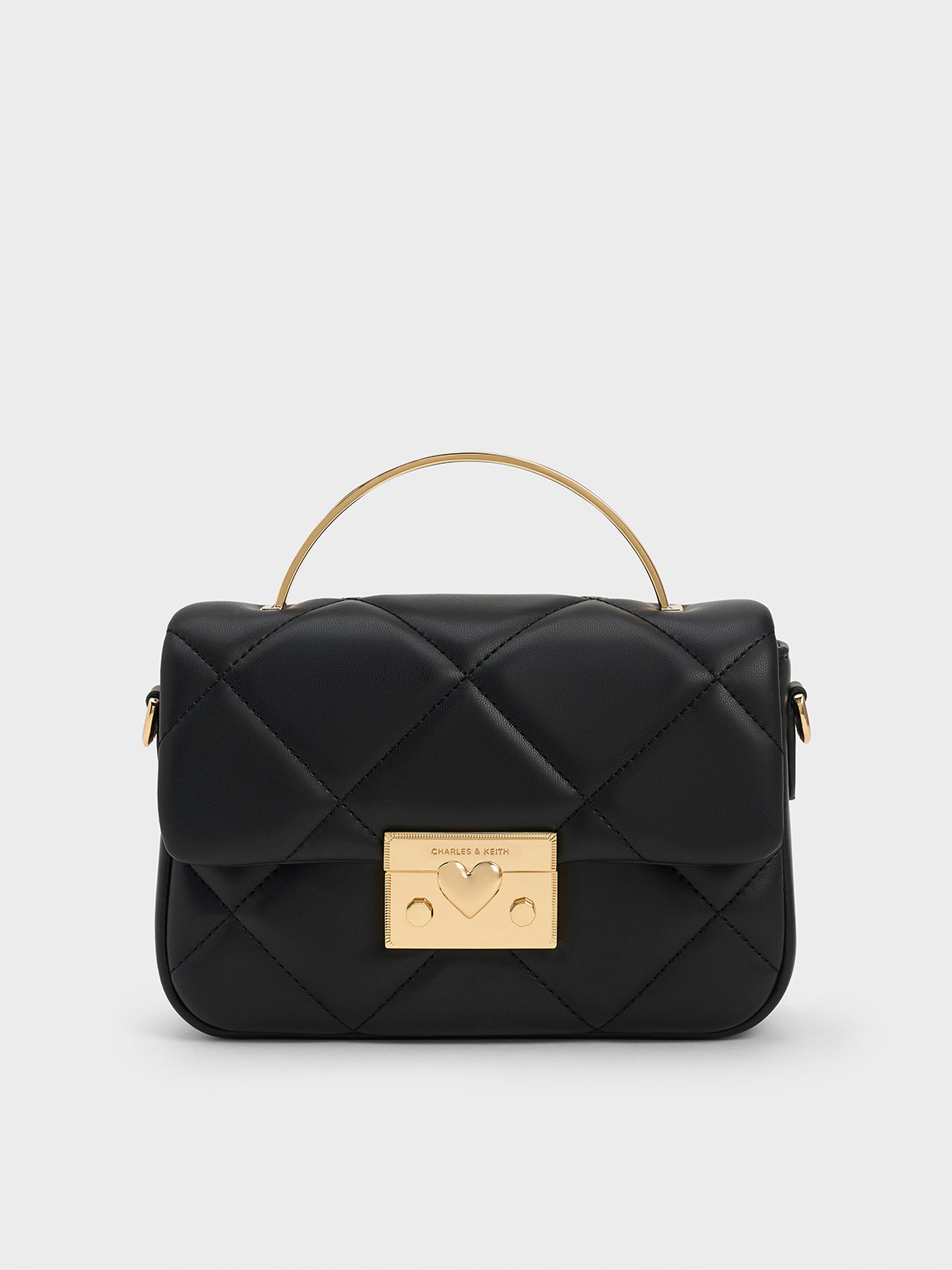 Black Quilted Boxy Top Handle Bag - CHARLES & KEITH CA