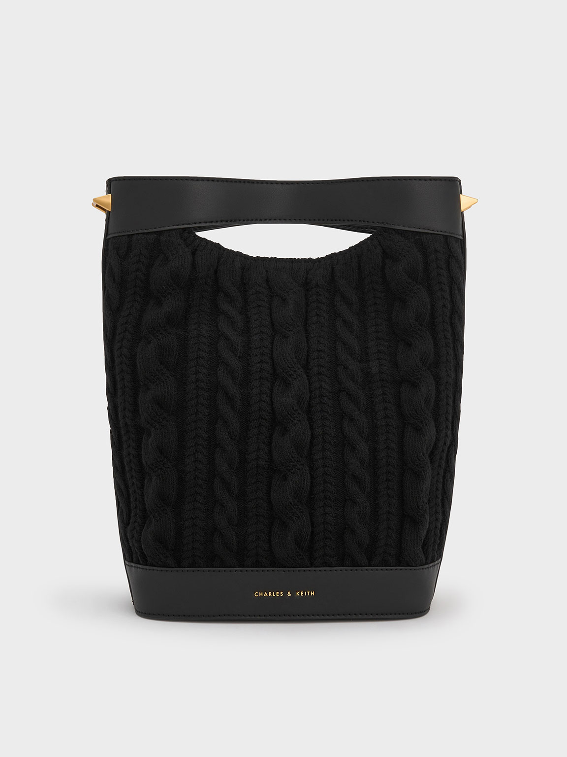 Black Apolline Textured Knit Bucket Bag - CHARLES & KEITH 