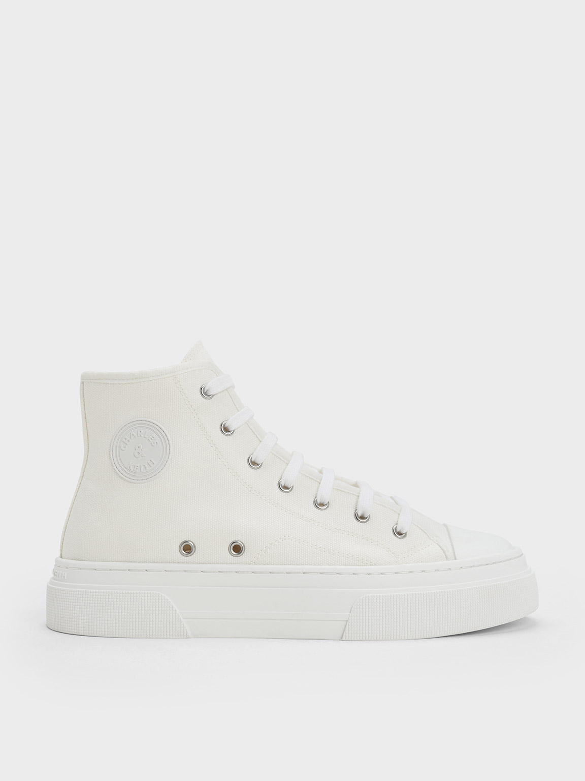 White Kay Canvas High-Top Sneakers - CHARLES & KEITH US