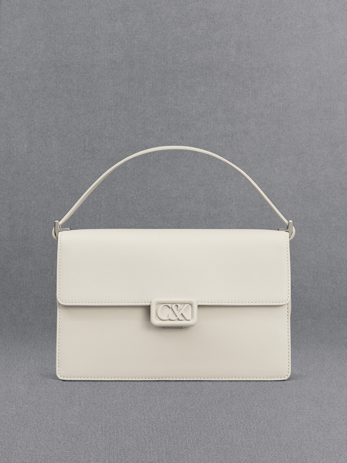 Shop Charles & Keith - Leather Shoulder Bag In White