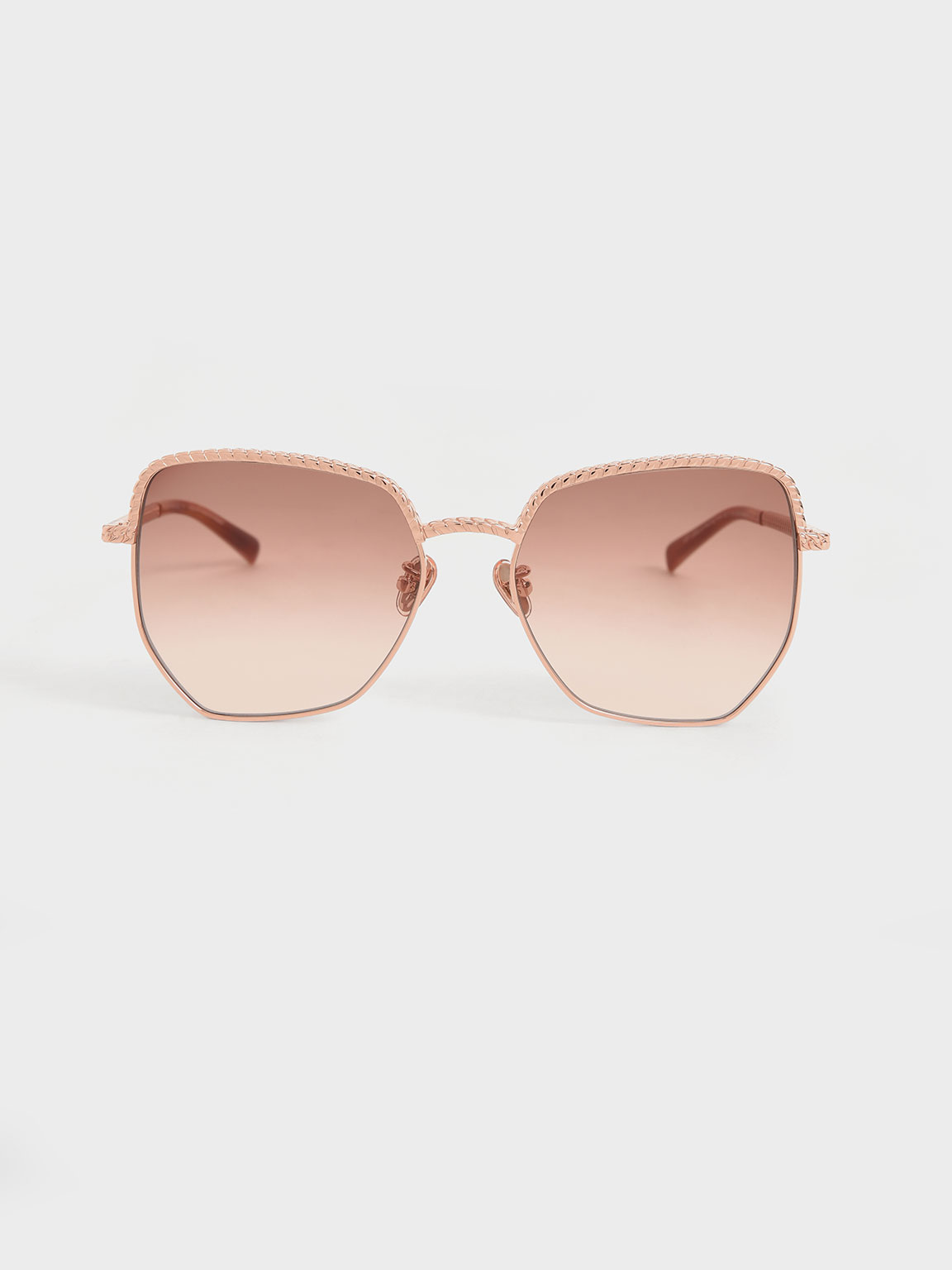 Rose Gold Recycled Acetate Braided Butterfly Sunglasses - CHARLES 