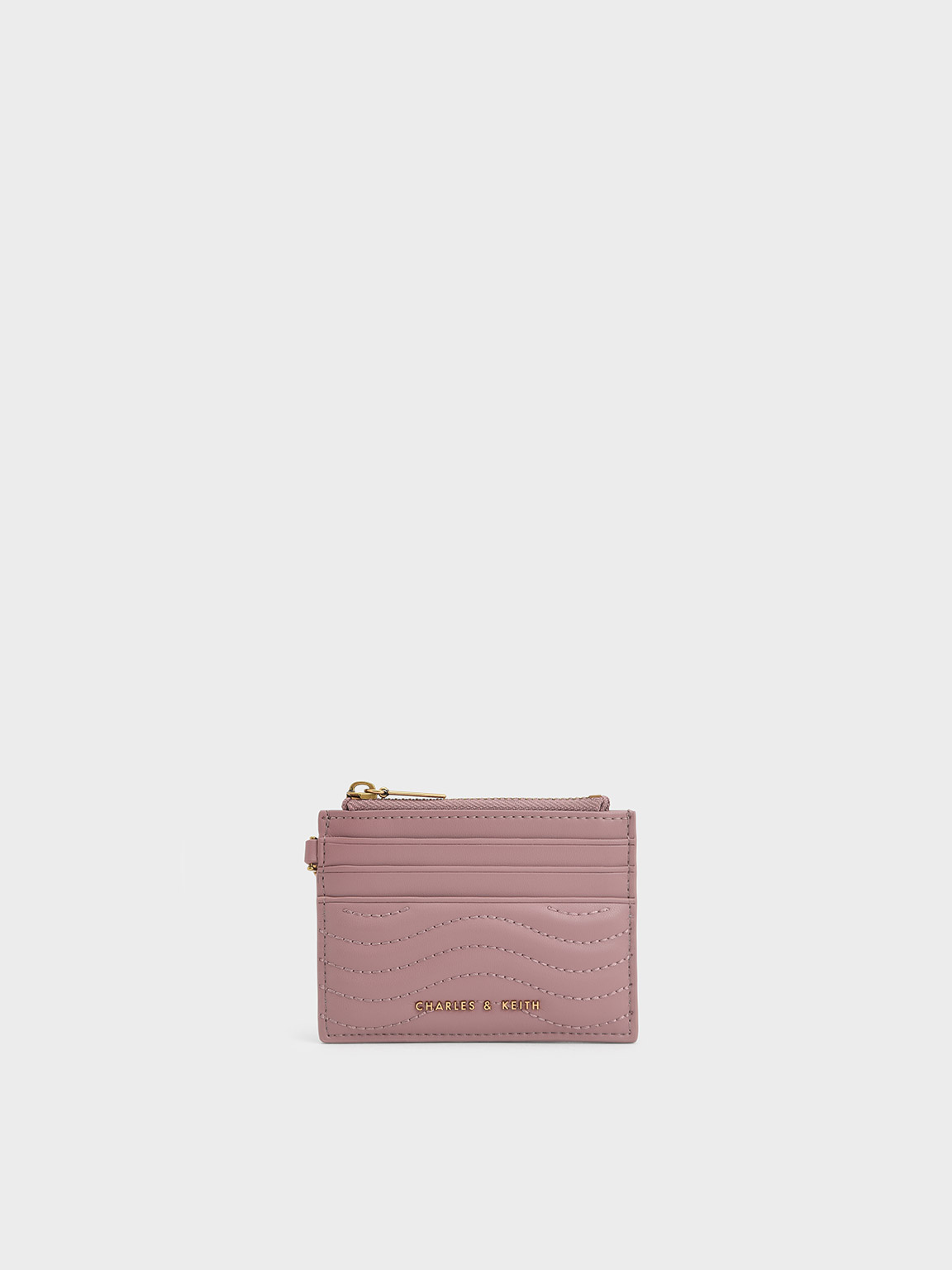 Light Pink Aubrielle Stitch-Trim Zip Card Holder - CHARLES & KEITH US