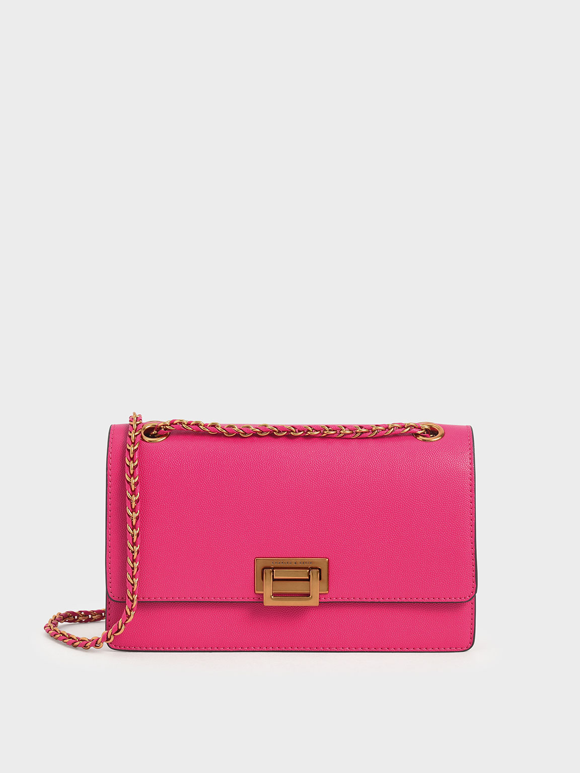 Fuchsia Chain Strap Evening Bag - CHARLES & KEITH AR