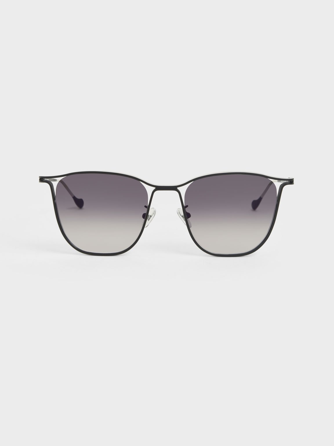 Charles & Keith Two-tone Wire Frame Butterfly Sunglasses In Black