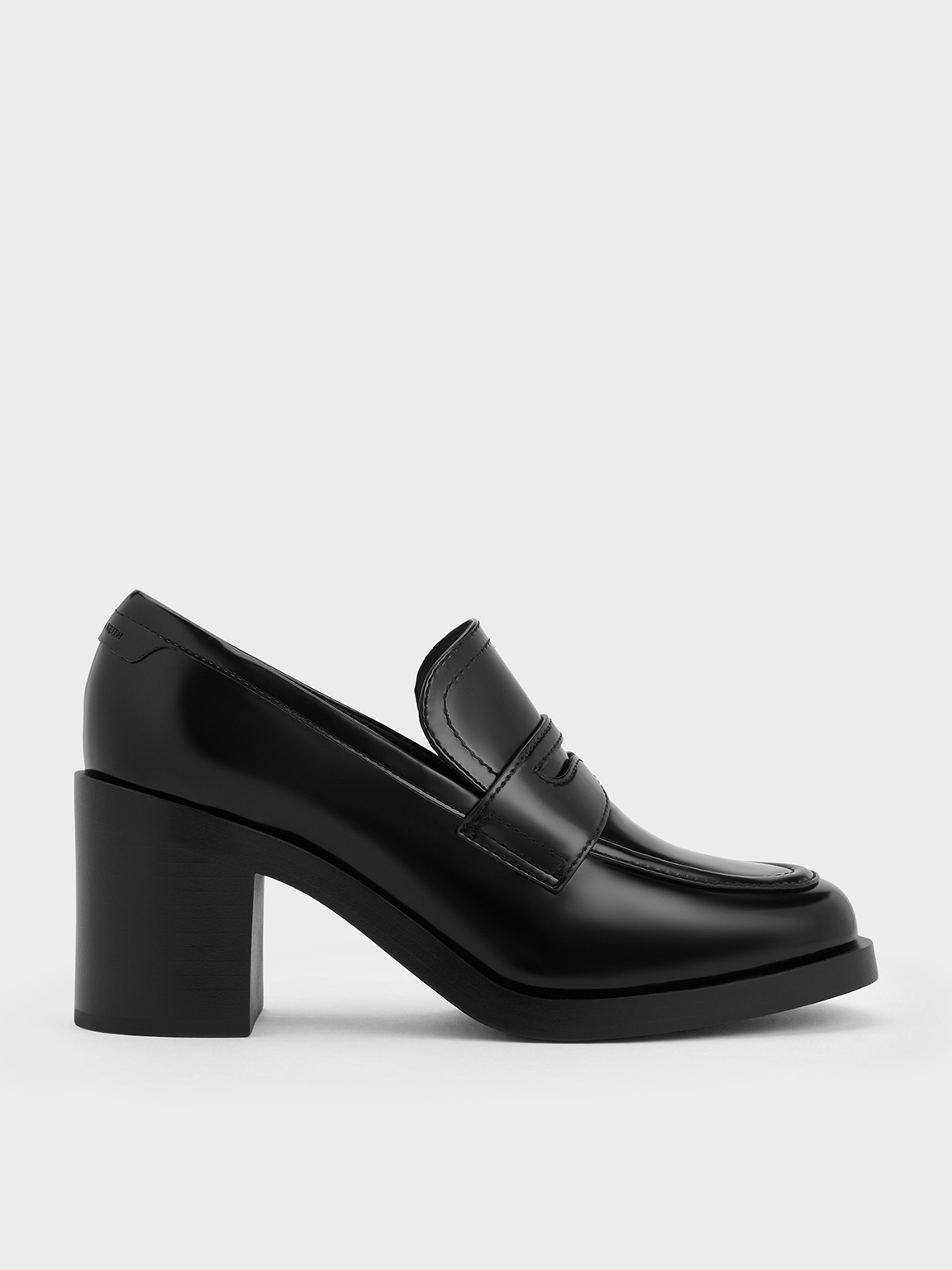 Black Boxed Penny Loafer Block-Heel Pumps - CHARLES & KEITH CA