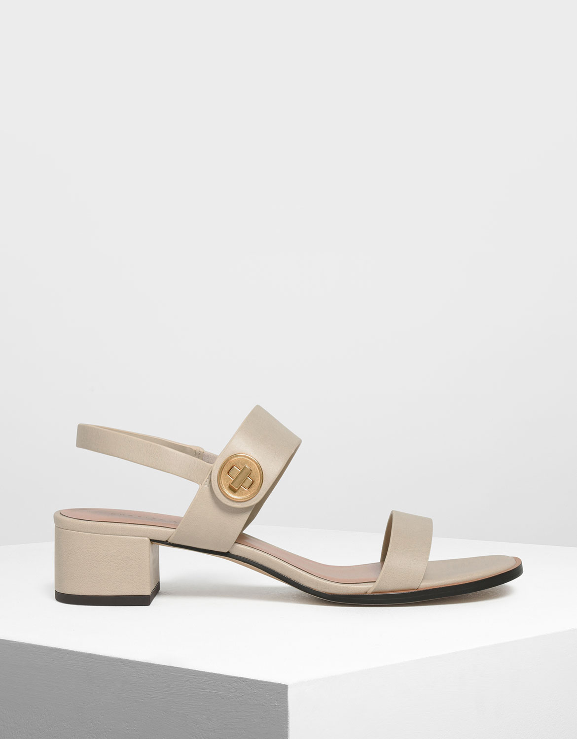 Charles & Keith Women's Open Toe Block Heel Sandals