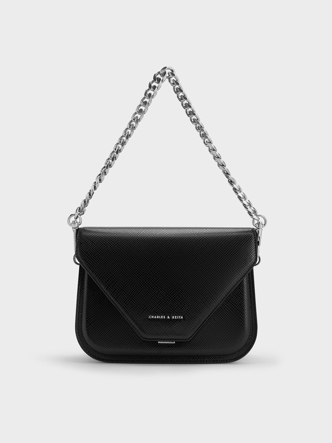 Noir Kay Front Flap Crossbody Bag - CHARLES & KEITH SG