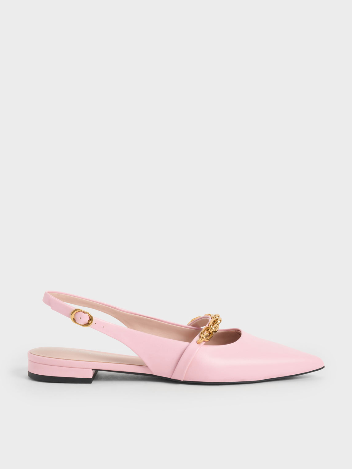 Light Pink Chain Link Strap Slingback Flats Charles And Keith Mo