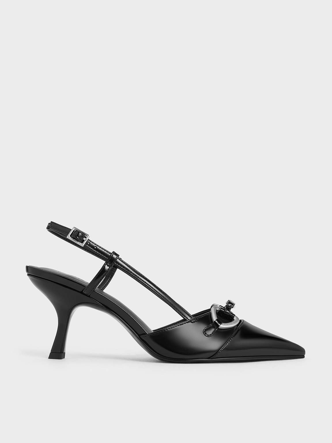 Black Box Metallic-Accent Slant-Heel Slingback Pumps - CHARLES & KEITH AW