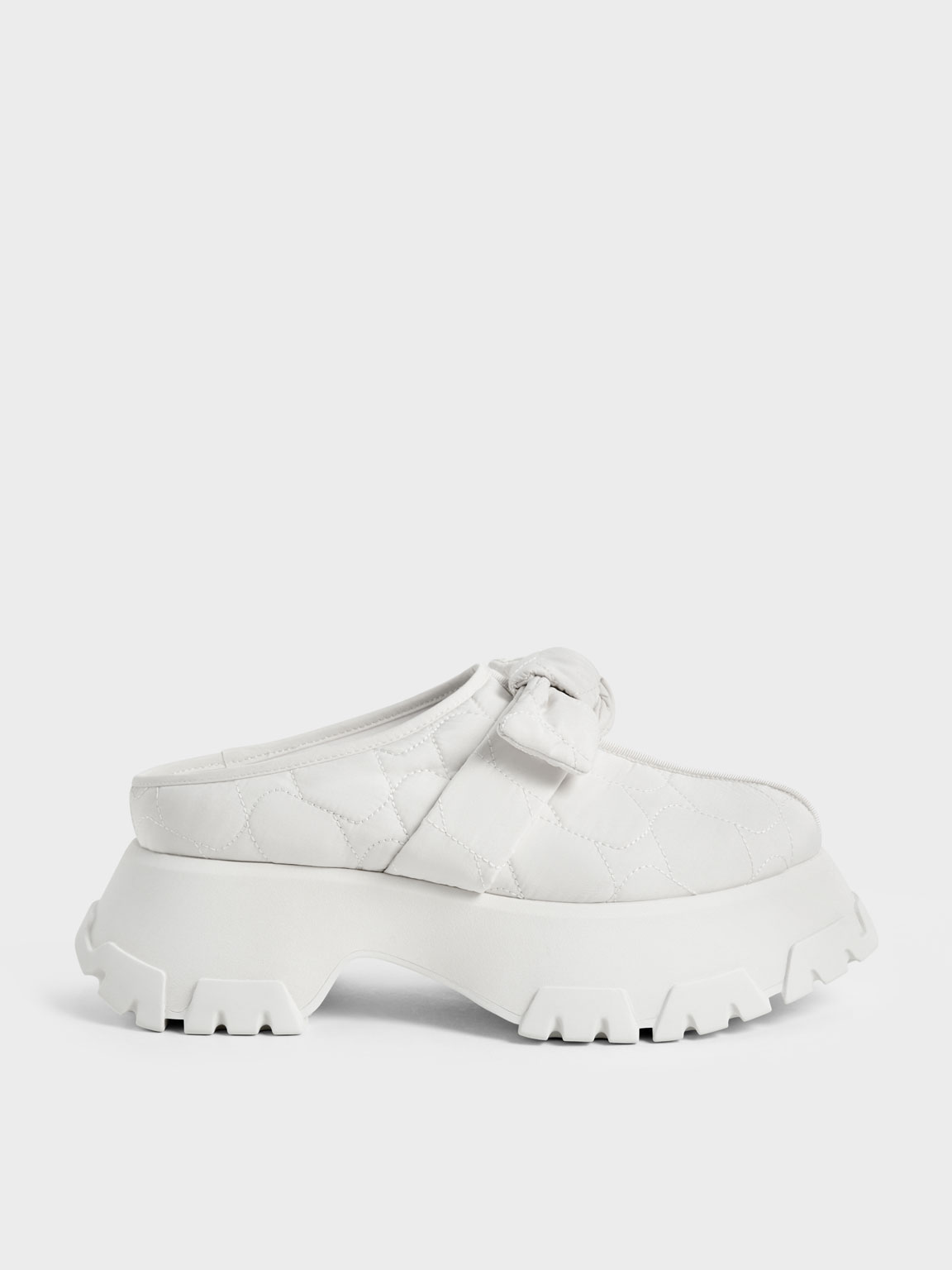 Charles & Keith Recycled Polyester Knotted Platform Mules In White