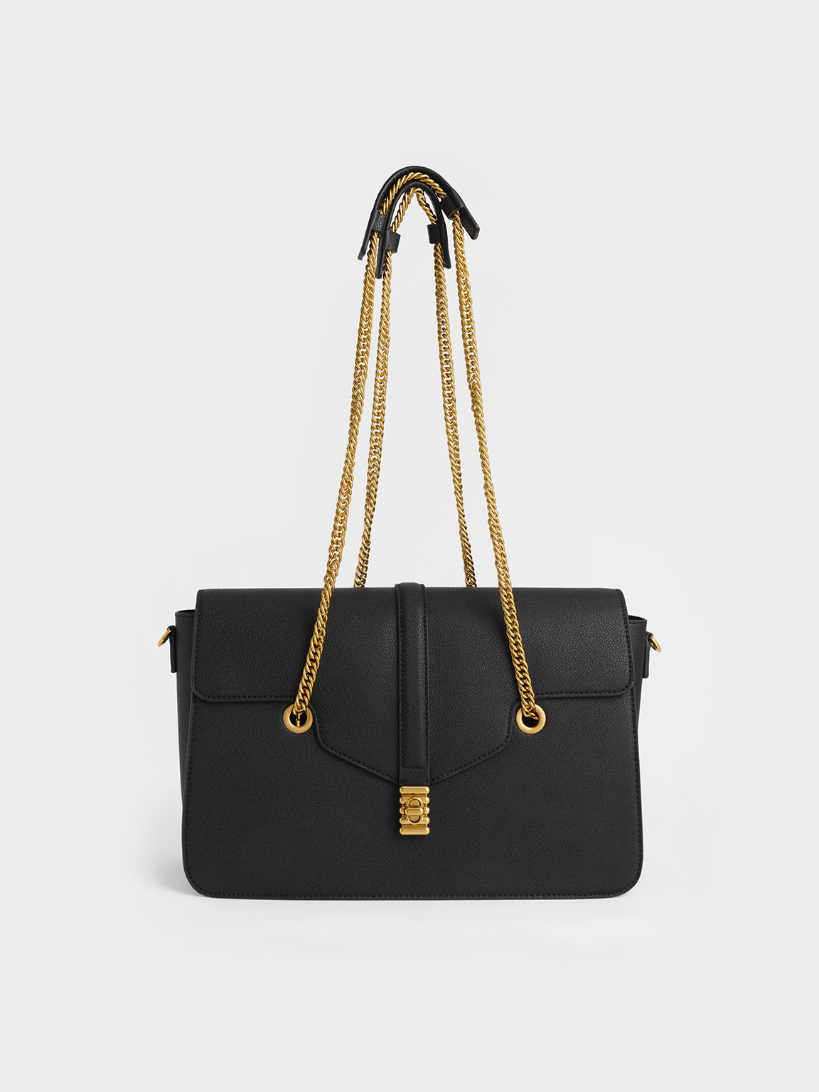 Black Blair Double Chain Handle Bag - CHARLES & KEITH International