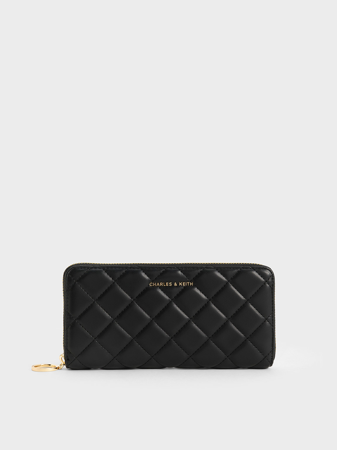 Shop Charles & Keith Cressida Quilted Long Wallet In Black