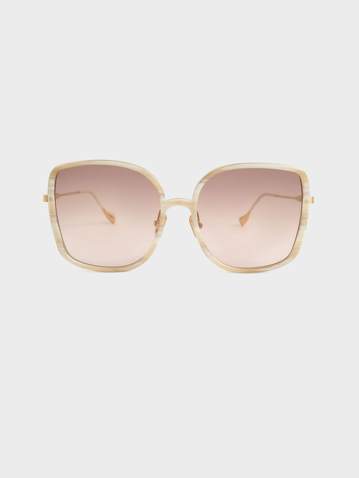 Cream Recycled Acetate Oversized Square Sunglasses - CHARLES & KEITH US