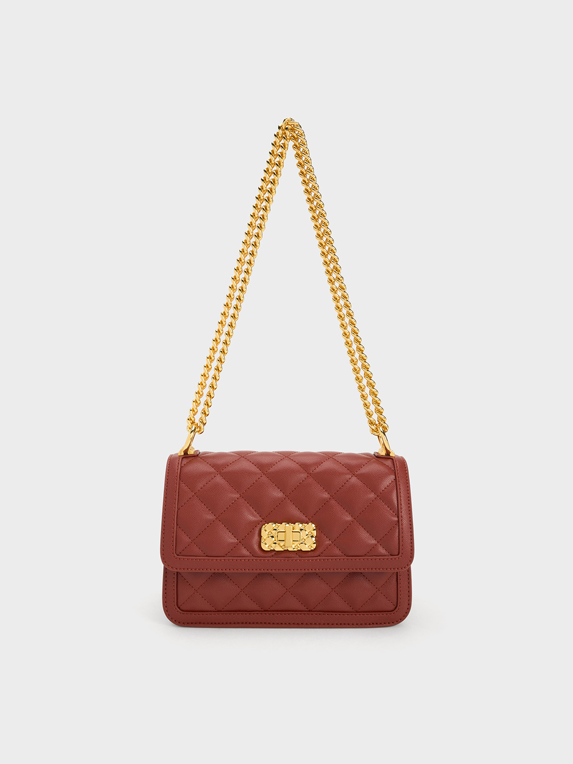 Quilted Buckle Decor Flap Square Bag