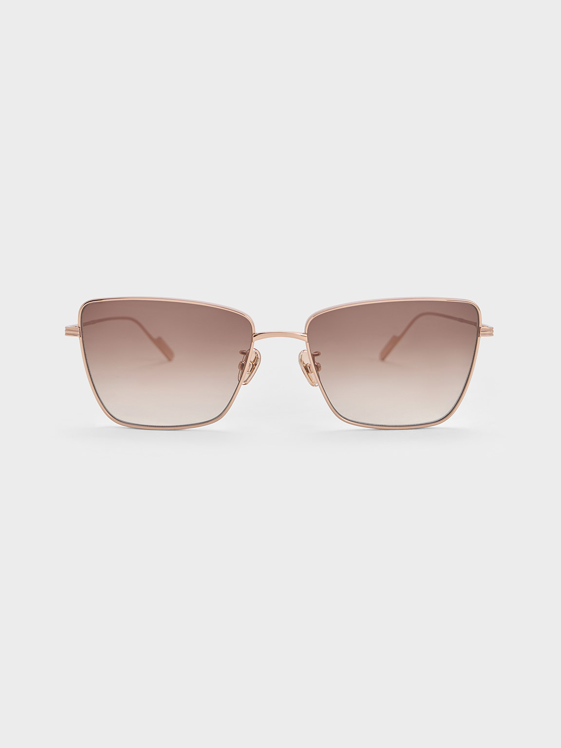 Cream Metallic-Rim Square Sunglasses - CHARLES & KEITH CA