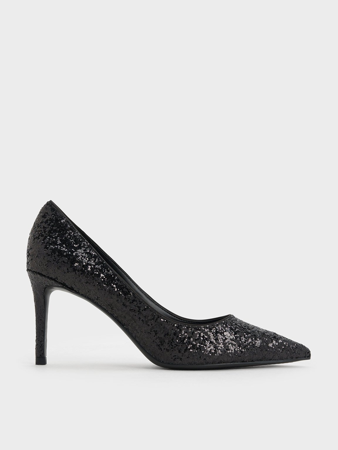 Black Emmy Glittered Pointed Toe Pumps CHARLES KEITH SG