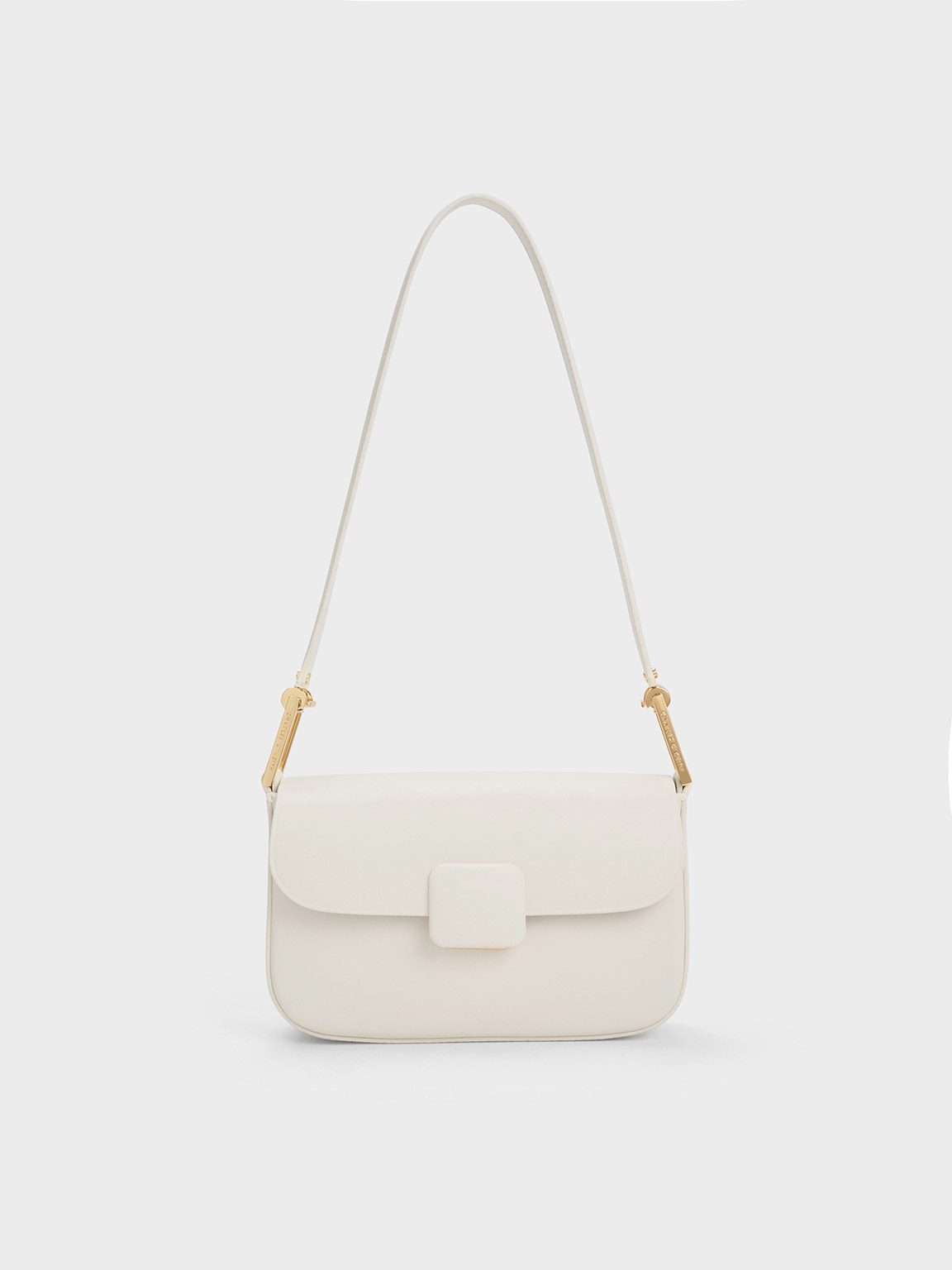 Cream Koa Square Push-Lock Shoulder Bag - CHARLES & KEITH US