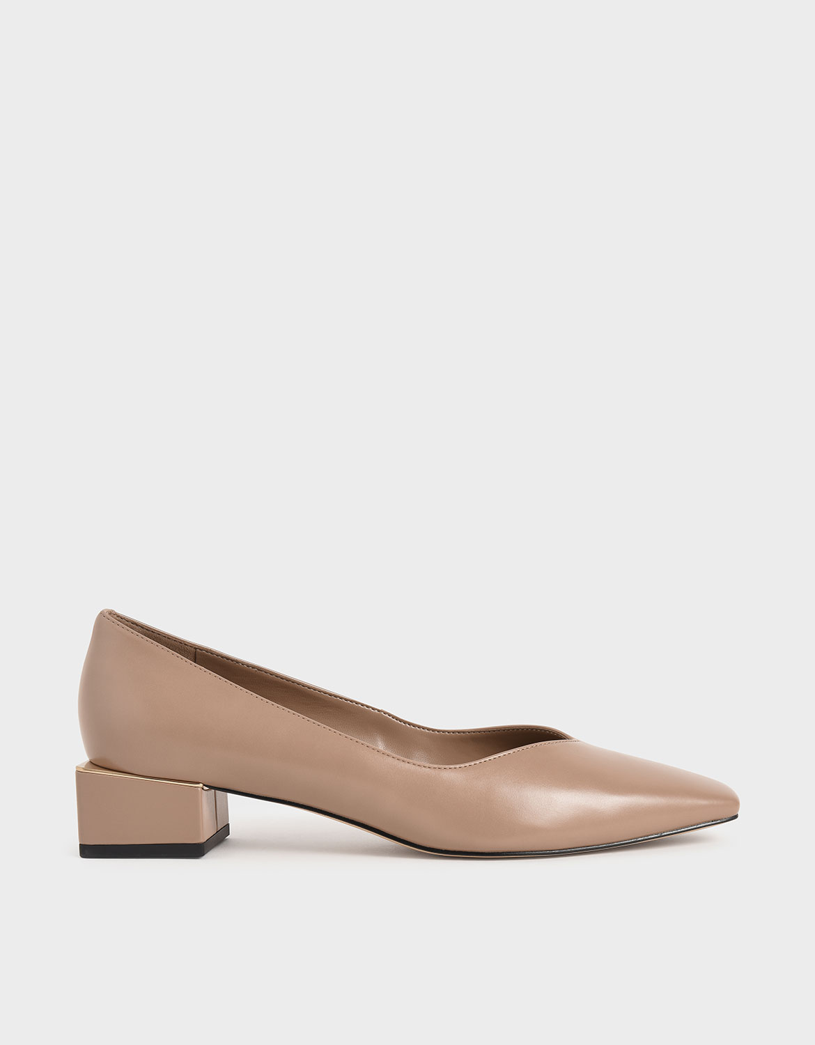 nude block heel clear court