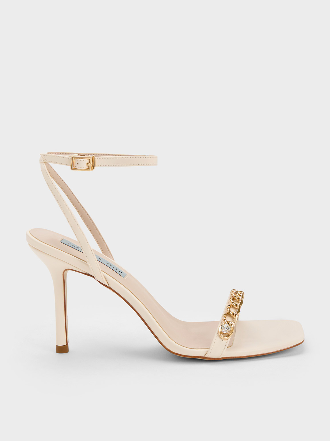 White Crossover Ankle-Strap Sandals - CHARLES & KEITH CA