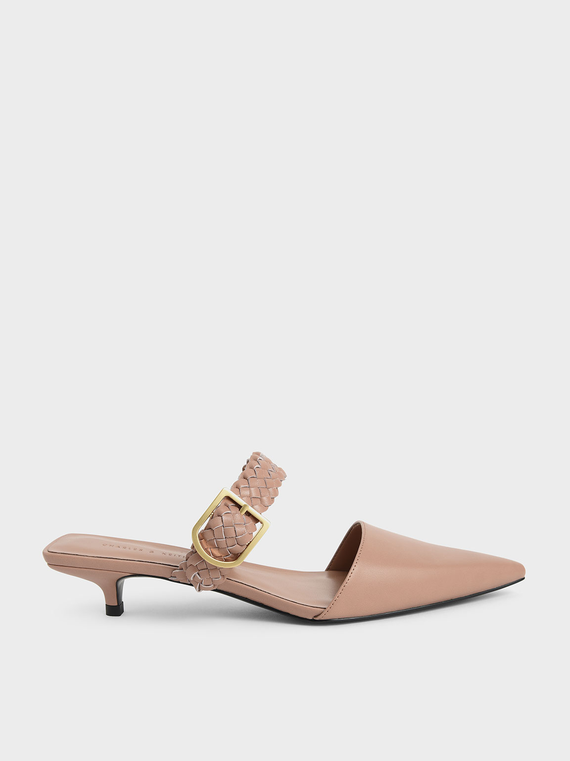 Pink Woven Buckle Strap Mules - CHARLES & KEITH International