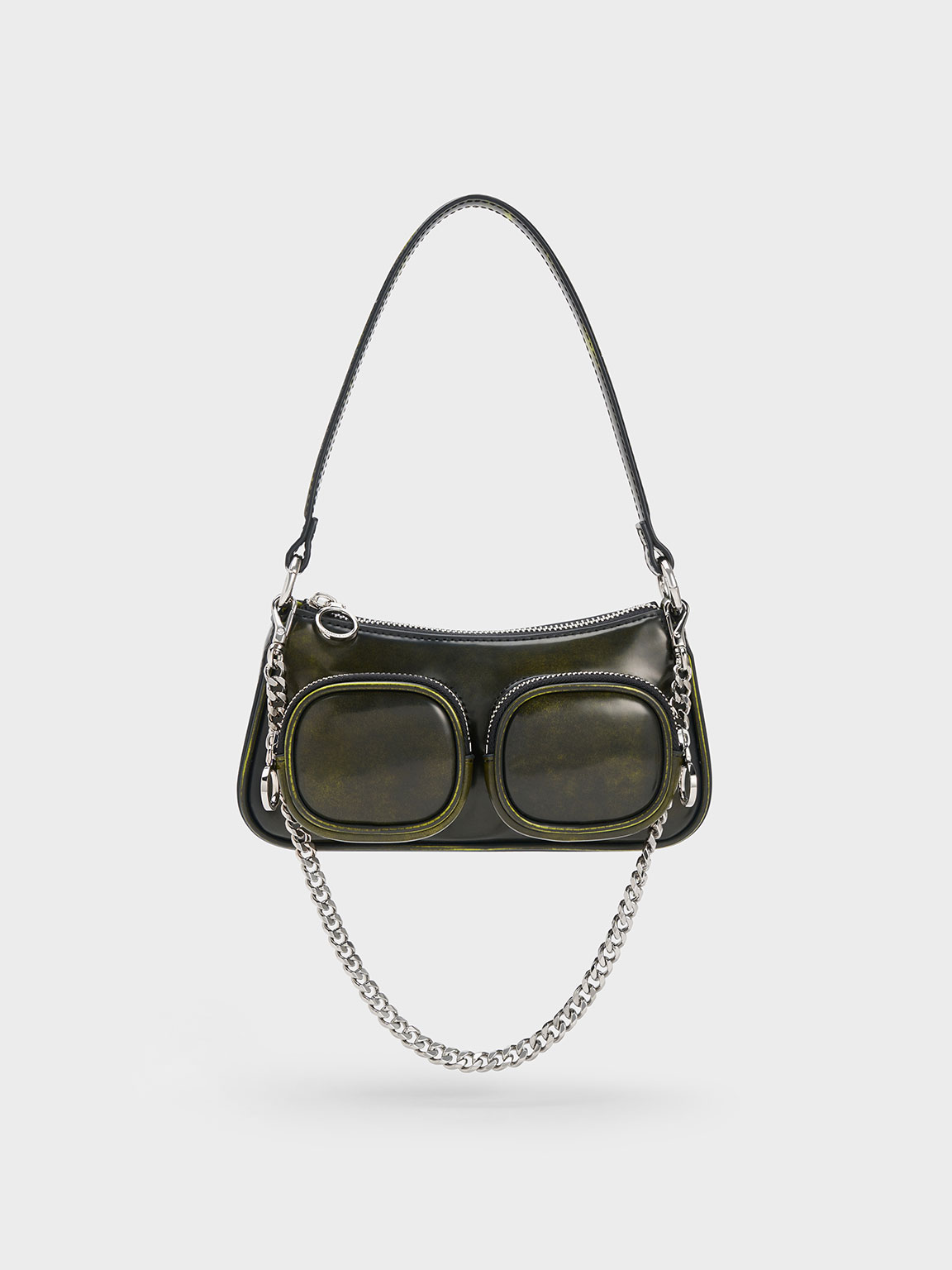 Green Chain Link Shoulder Bag, CHARLES & KEITH