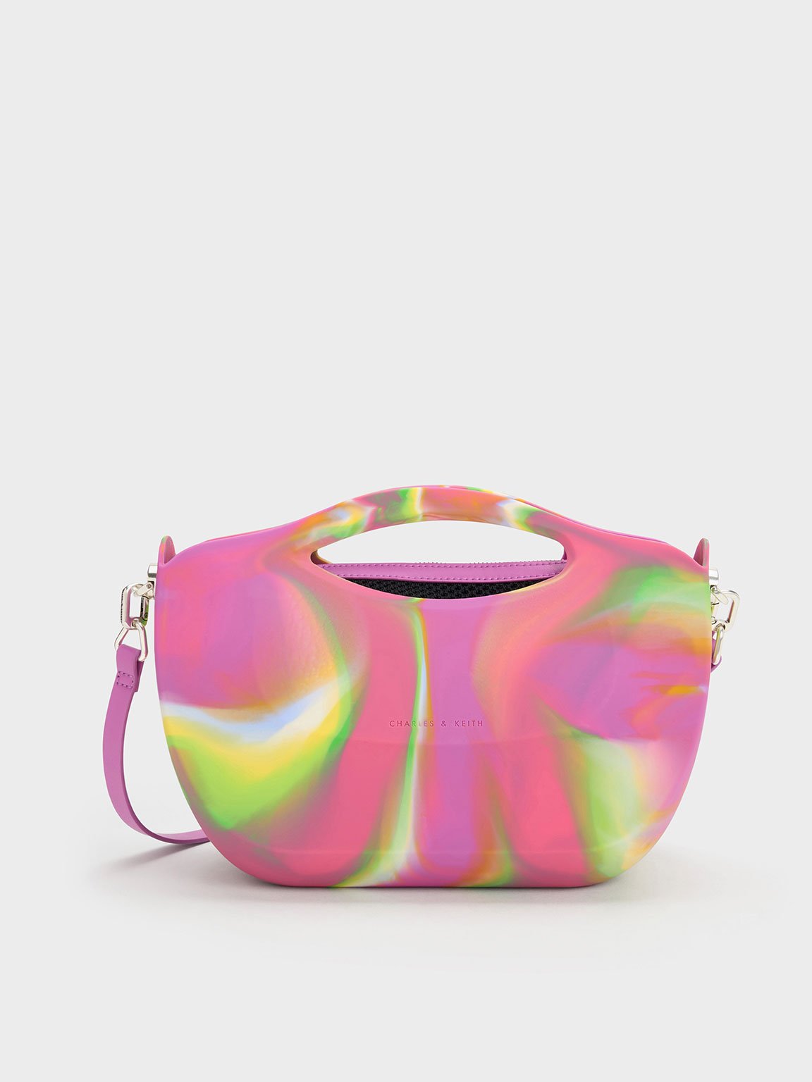 Multicoloured Curved Handle Tweed Shoulder Bag - CHARLES & KEITH US